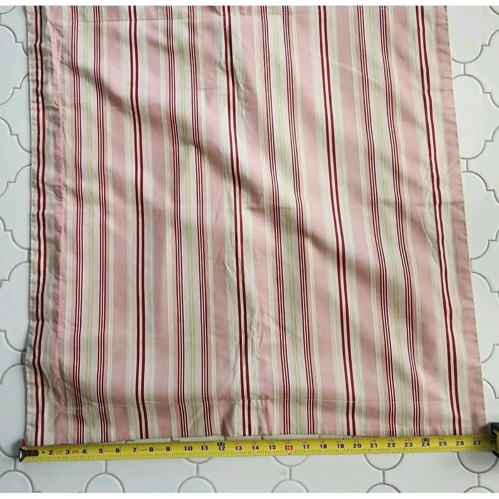 2/Ballard Designs Pink Red Lime Green Tan Striped Euro Shams Cotton Button